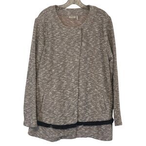 Lori Goldstein LOGO Boucle Textured Coatigan w Contrast Fringe XL
